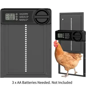 Automatic Chicken Coop Door, Battery Powered, Smart Timer, Anti-Pinch Sensor, LCD Display, Low Battery Reminder for Poultry