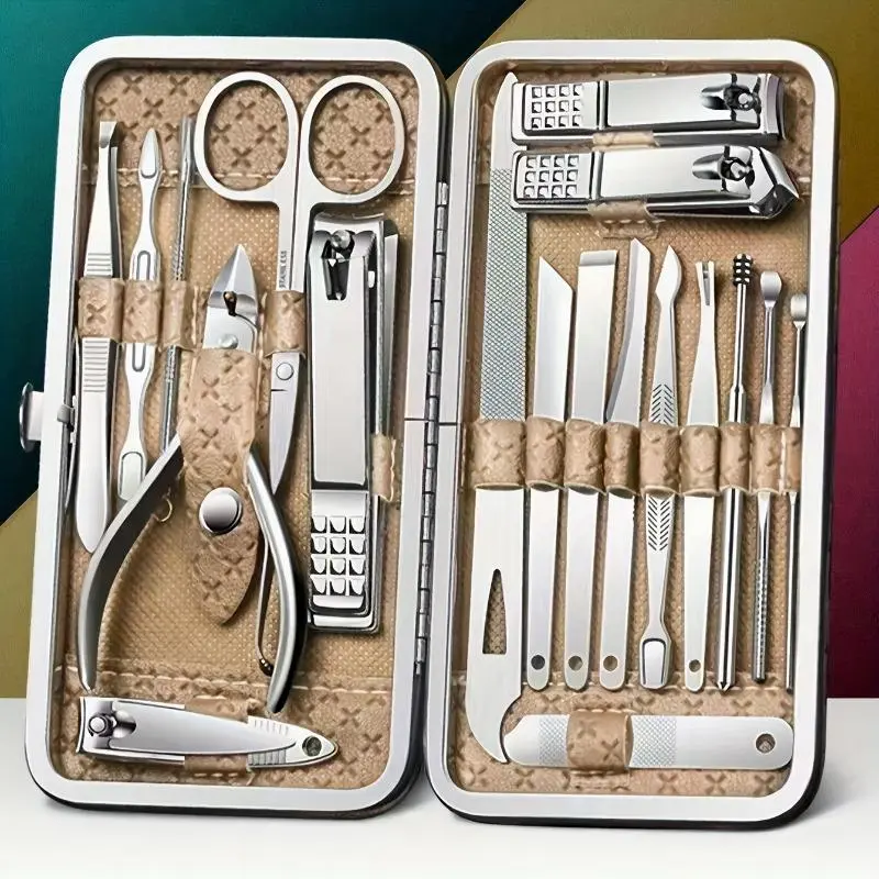 1set Stainless Steel Professional Manicure & Pedicure Set - Nail Care Tool, Odorless, Precision Trimming & Shaping Kit with Cuticle Nippers, Clippers, Files & Grooming Tools for Fingernails and Toenails - Perfect for Home or Travel, Nail Care Product
