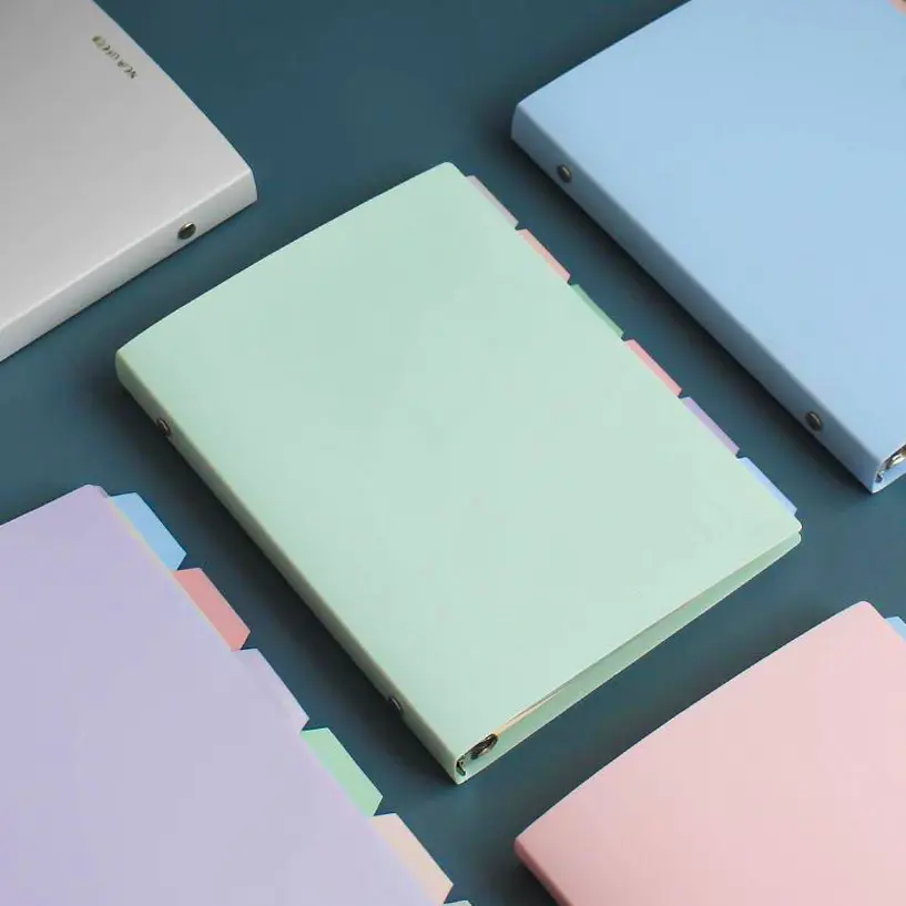 B5 (26 holes) A5 (20 holes) soft pastel color binder notebook refillable with pastel index divider Loose-Leaf Notebook Waterproof Cover 20 Sheets Paper Removable Detachable Journal Notebook birthday gift Christmas present Father's Day