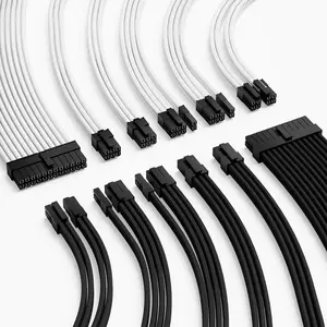 16AWG PSU  Extension Power Cords, Customized Power  Mod Sleeve Extension , ATX/EPS/8-pin PCI-E/6-pin PCI-E for PSU , White 1pack and Black 1Pack