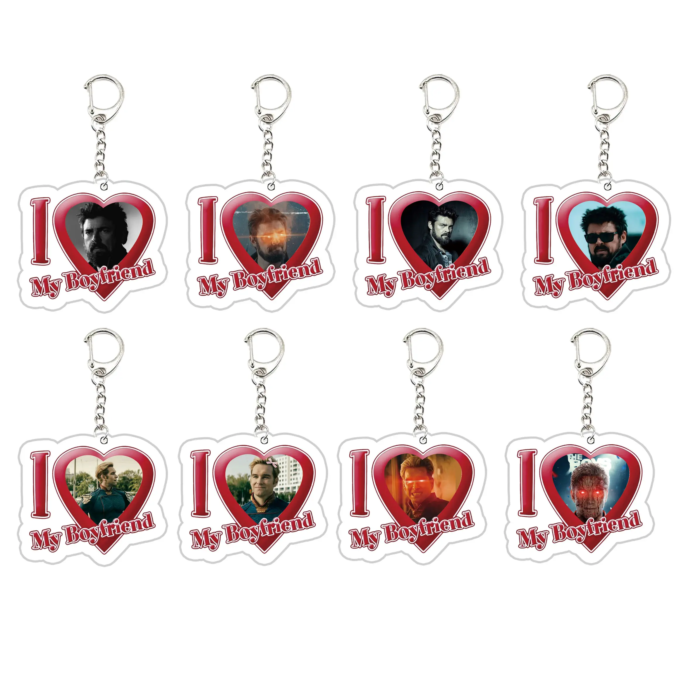 TV The Boys Keychains Keyring My Boyfriend Homelander Billy Butcher Key Chain Ring Pendant Keyring Jewelry Fans Gifts