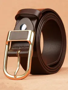 Men's Casual Solid Color PU Leather Belt, Buckle Belt, Casual Business Belt, Fashion Belt for Party, Daily Clothing Decor, Trendy All-match & Exquisite Belt for Birthday Gift