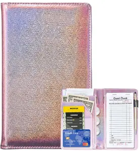 Glitter Leather Waiter Book Wallet Server Waitress With Zipper Pocket Money Pocket Fit Apron