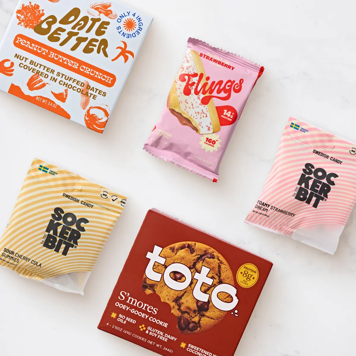 Hungryroot Healthy Choice All-Natural Better-for-You Sweets Gift Box - Gummies, Protein Cookie, Chocolate Dates, Protein Boost Room-Temp Snacks
