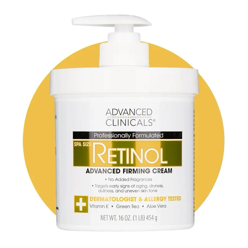 Advanced Clinicals Retinol Advanced Firming Cream for Anti-Aging 16 Fl Oz - Non-Irritating, Fragrance-Free Formula with Green Tea & Aloe Vera Moisture Gentle