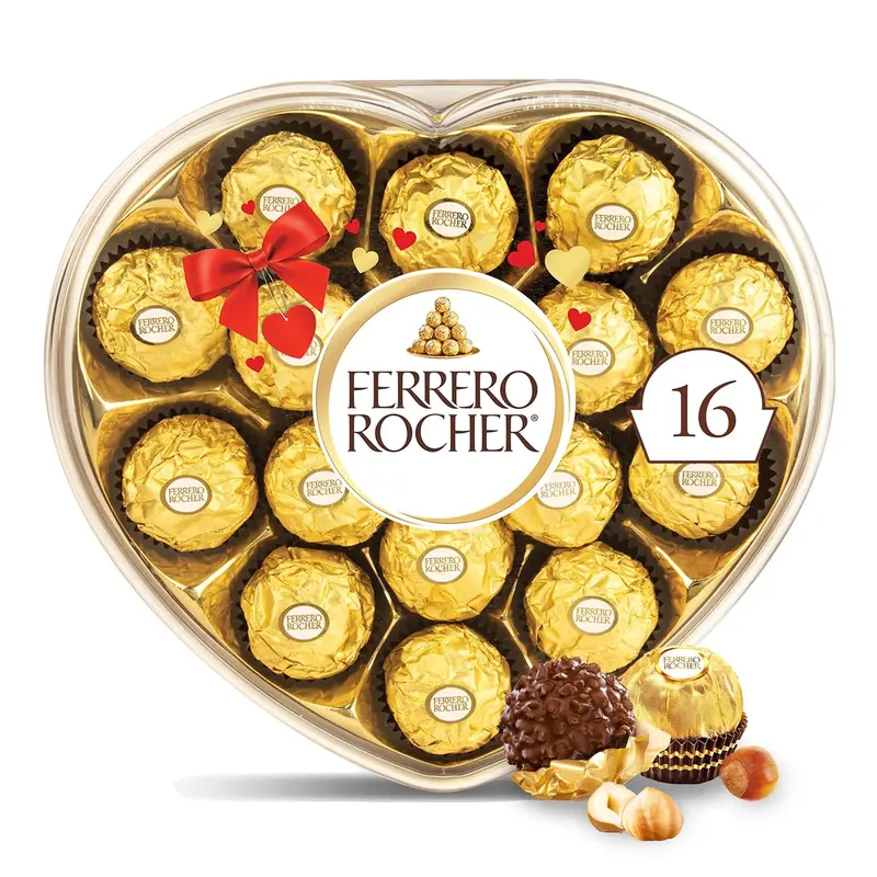 SALE - SALE  - Ferrero Rocher, 16 Count, Gourmet Milk Chocolate Hazelnut, Valentine's Chocolate, Individually Wrapped, 6.2 oz