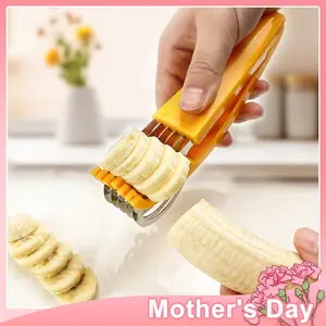 Creative PP Banana Slicer Fruit Splitter Ham Sausage Cutter Fruit Salad Slicer Multi-Functional Kitchen Gadget Non-Toxic Durable Utensils Christmas Gift Idea Kitchenware