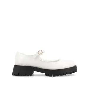 KAMIE LUG SOLE MARY JANE FLATS IN WIDE - White Patent