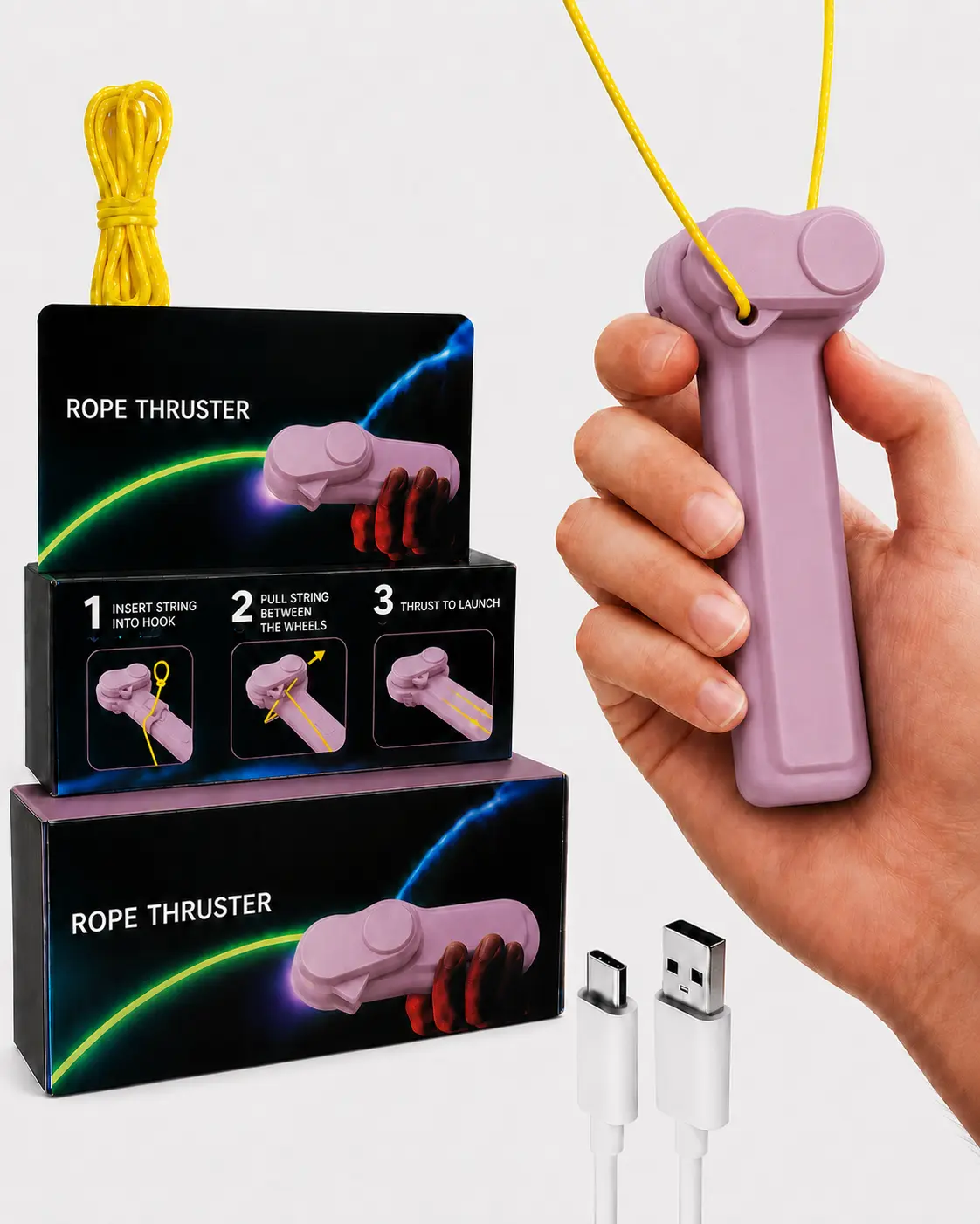 1 Handheld Light-Up String Loop Toy Set with Batteries (Yes Included), Bright Moving Loops Glow Rope Launcher for Unisex 8-10 Years Old, Classic Novelty Stress Relief Outdoor & Halloween Gift Toy