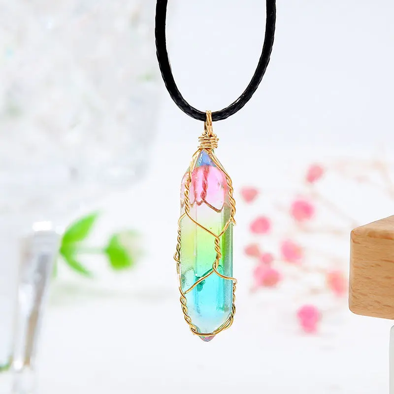 Women's Transparent Geometric Crystal Diamond Pendant Necklace
