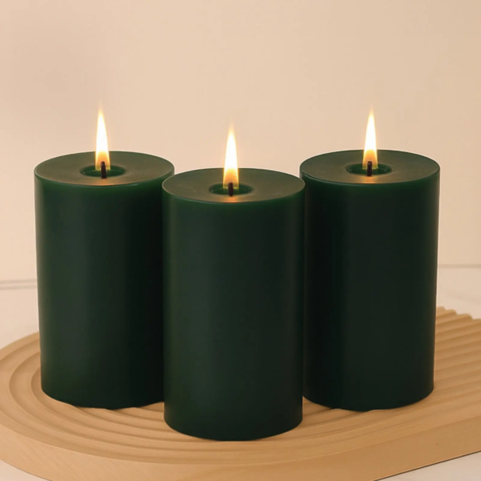6-Pack Hunter Emerald Green Paraffin Wax Pillar Candles, 3" x 6" Unscented Dripless Burn with Smokeless Cotton Wicks, Clean Long-Lasting 60-Hour Burn for Events Home Decor