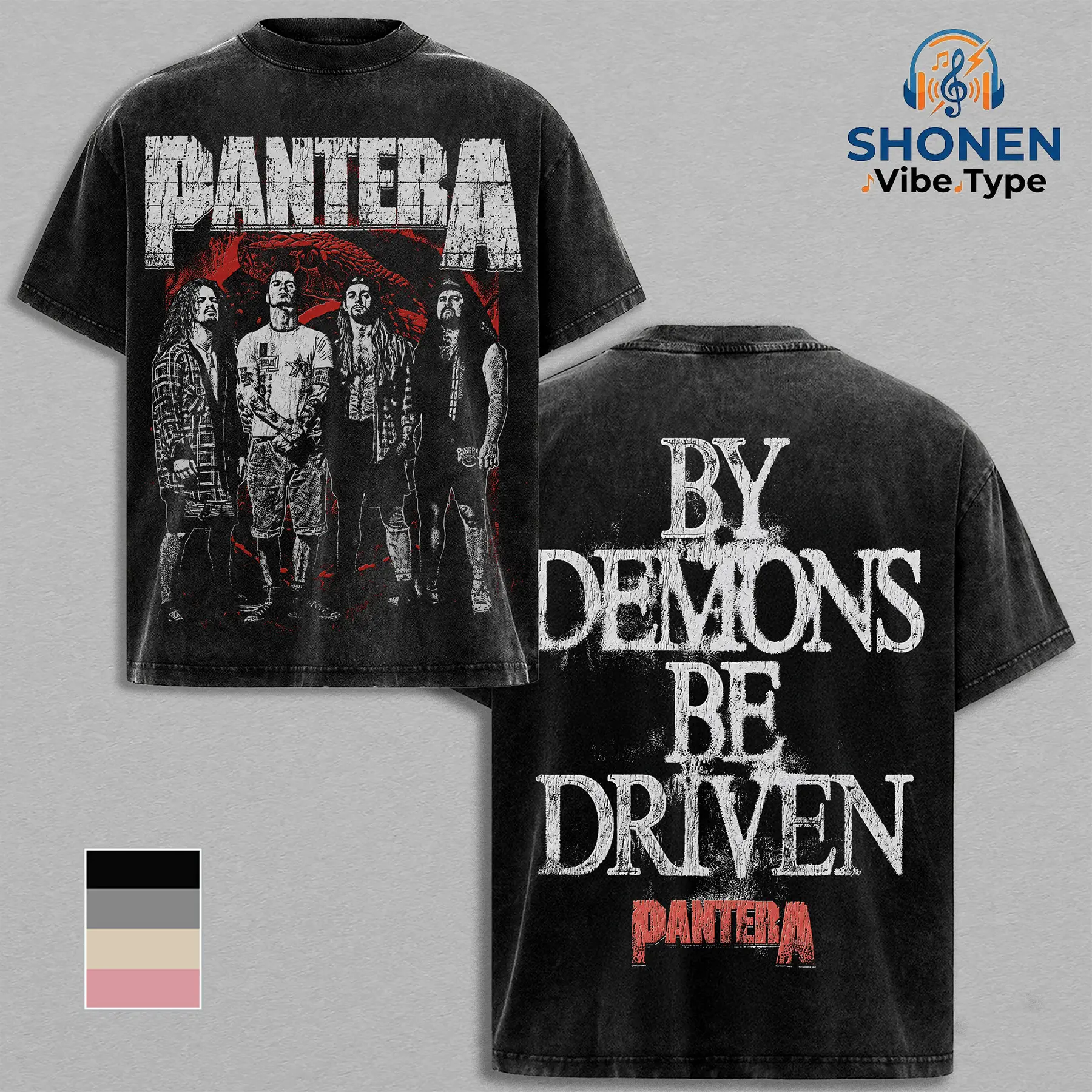 Pantera By Demons Be Driven Bootleg Vintage Acid Wash Graphic Tee, Oversized Heavy Cotton T-Shirt, Streetwear for Men, 90s Heavy Metal Band Merch, Groove Metal Graphic, Gift For Fan