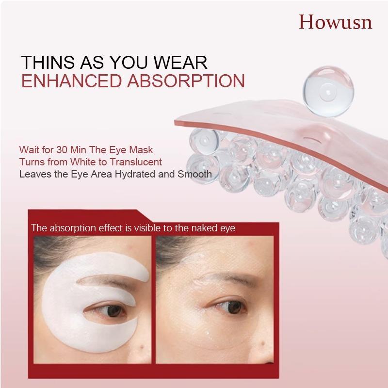 [Howusn] Deep Collagen Hydrogel Eye patch (4 Pairs), Affordable Glass Glow Skincare Mask, Korean Skincare, Anti-aging, Drooping Eyelid, Puffiness, DEPUFFS UNDER-EYE BAGS, Firming & Moisture Facial Mask.