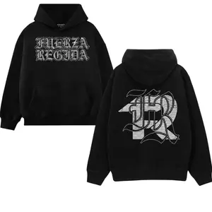Fuerza Regida Gothic Logo Hoodie – Double Sided Regional Mexican Graphic Hoodie, Soft Cotton Latin Music Streetwear Shirt, Corridos Tumbados Fan Gift