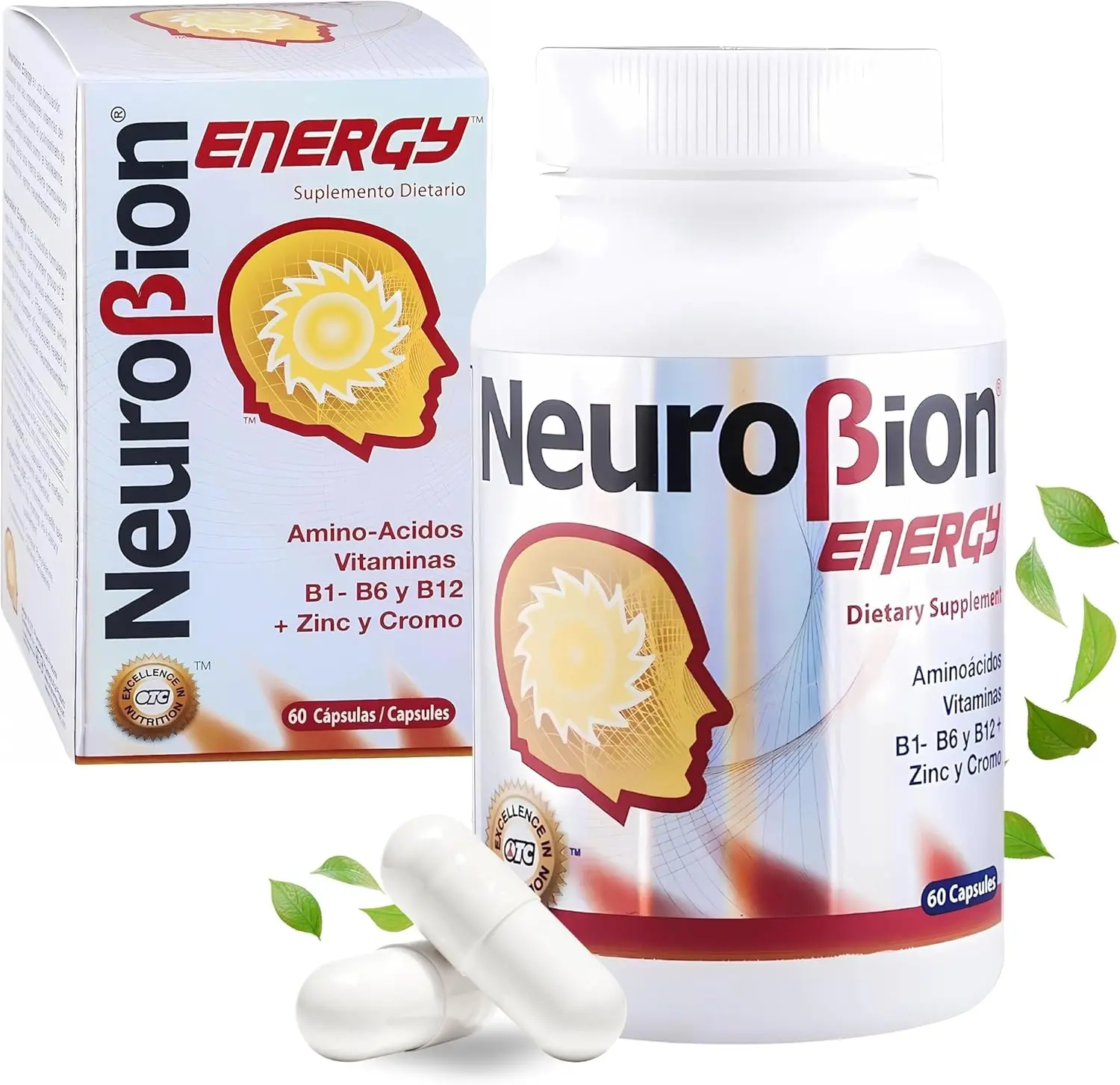 60 Caps Neurobion Energy - Amino Acids Vitamin B1 B2 B6 B12 - Increases Brain Alertness & Stamina Fitness Endurance Supplement Dietary