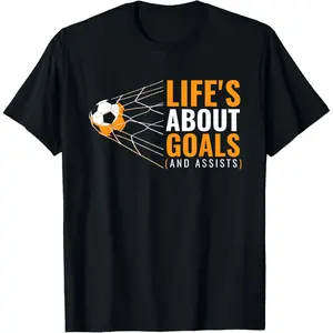 100% CottonLife’s About Goals and Assists Funny Quote Youth Soccer T-Shirt