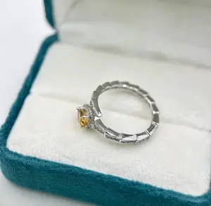 Natural Yellow Citrine Ring with S925 Sterling Silver, November Birthstone Ring, Statement Ring, Wedding Ring, Gift For Her