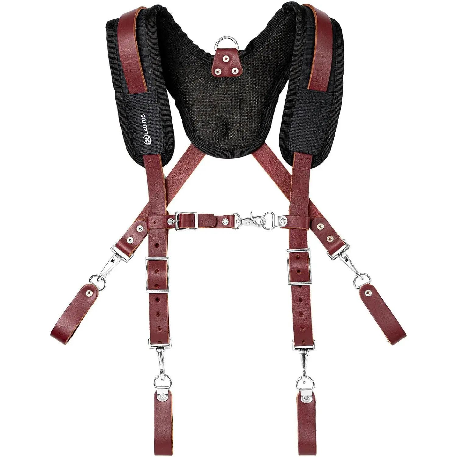 Leather Padded Tool Belt Suspenders w/Chest Strap| Pencil Sleeve| Comfortable & Heavy Duty | Fully Adjustable | Construction Grade |