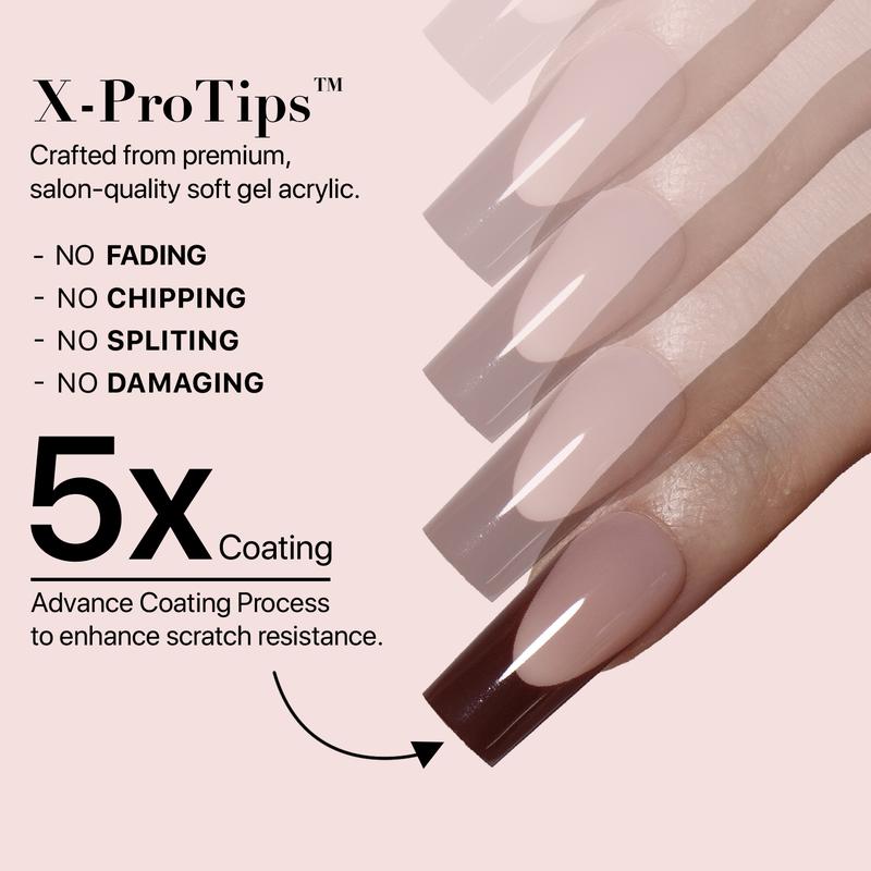 SXC Cosmetics X-Pro Tips - Nail Tips Only - 5 Red Shades French Tip Press On Nails, 150/160pcs, Almond/Coffin/Square Shapes, XS-M Sizes DIY Salon-Quality Nails at Home