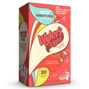 Wyler’s Light Singles To Go Water Drink Mix Variety Pack, 20 Sticks, Cola & Fruit Soda Inspired Flavors, Sugar Free Low Calorie Beverage Mix