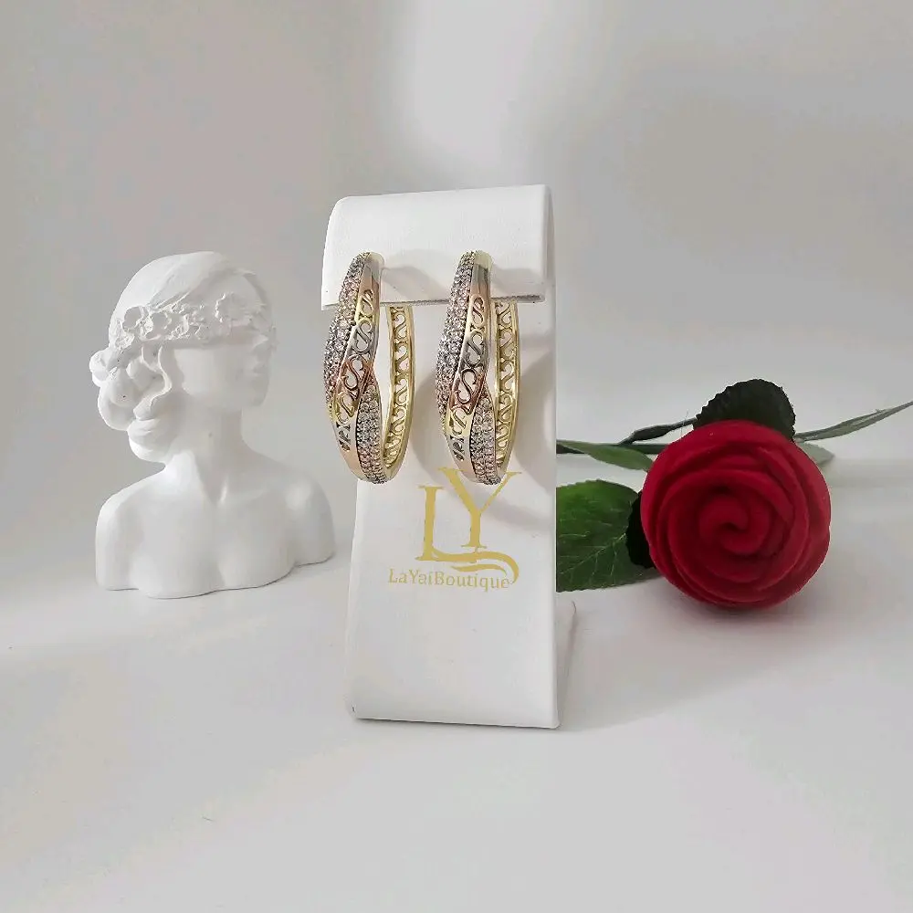 LaYaiBoutique #1636 High Quality 14k Gold Plated Tricolor Earrings