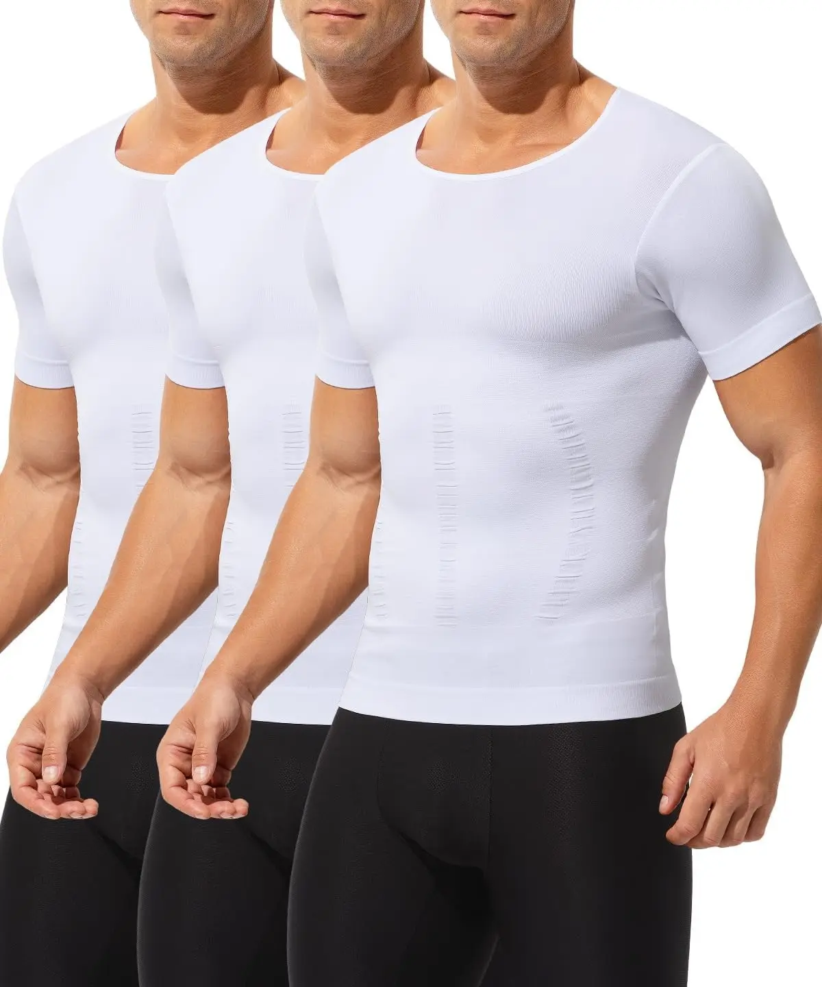 Mens Compression Undershirts,Slimming Shirts Tummy Control Shapewear Muscle Suit Body Shaper for Men