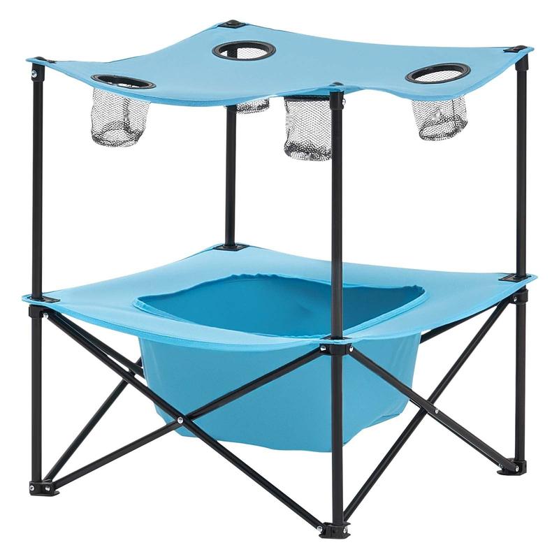 Folding Portable Camping Table With Oxford Cloth Top For Outdoor Picnics And Events, Square Table Design With 4 Cup Holders, Lightweight Foldable Picnic Desk, Sturdy Steel Frame, Non-Slip Feet, Easy Open And Close, Compact Storage