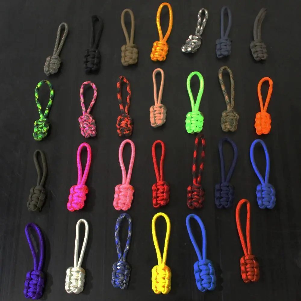 Paracord Zipper Pulls (w/ key ring) - qty 5 - Hand Woven USA 550 Paracord - Bartact