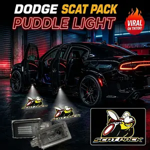 LED Door Puddle Lights – SRT, Hellcat, Scat Pack, R/T Logo Projection (2 -Pack or 4-Pack),Custom LED Door Puddle Lights for Charger & Challenger – Hellcat, Scat Pack, SRT, R/T, 300 | Plug & Play (Pair or 4-Pack)