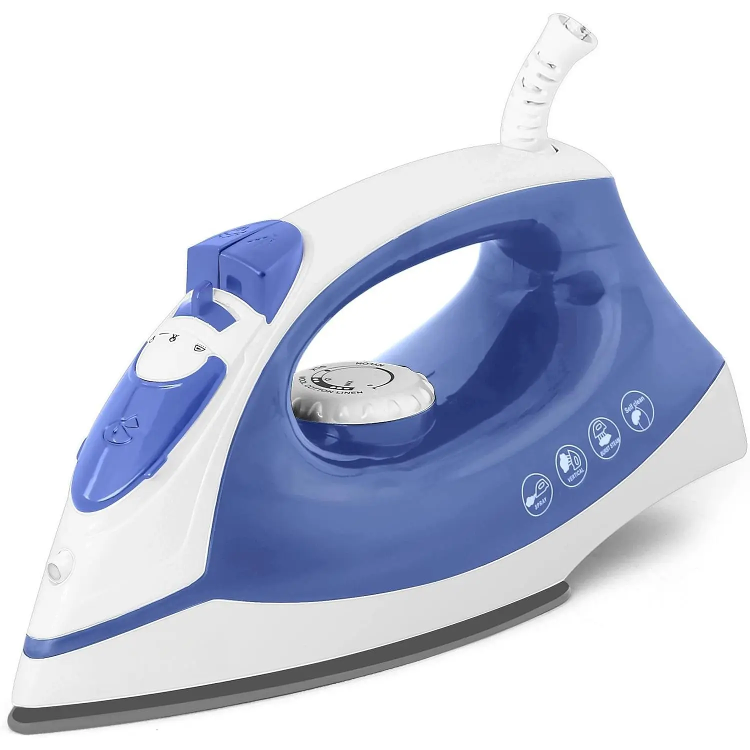 Steam Iron for Clothes - Non-Stick Soleplate - 1200W Clothes Iron - Textile Iron 2.3 meter Long Cord Adjustable Thermostat Control, Overheat Safety Protection & Variable Steam Control Blue