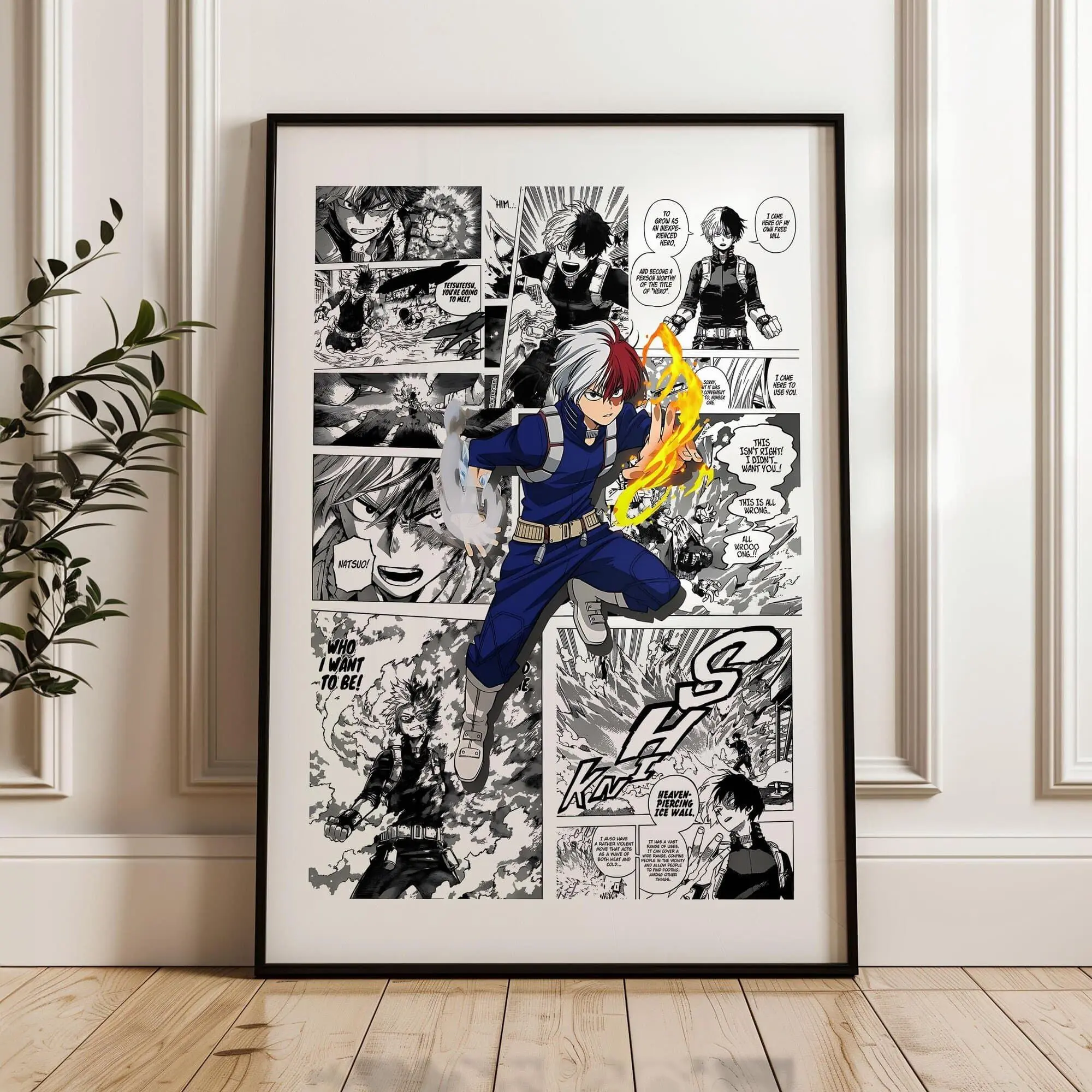 My Hero Academia Shoto Todoroki Manga Panels Poster: Anime Print, Anime Satin Poster