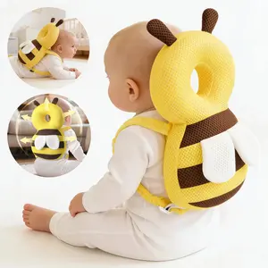 Bees Shape Protective Backpack Harness, Soft Plush Anti-Fall Pad for Toddler Walking Practice, Adjustable Cartoon Backbag Cushion, Ideal Gift for Boys Girls