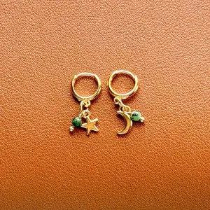 Gold Coated Pure Silver Huggie Charm Earrings