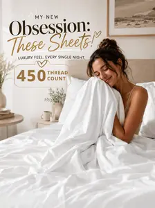 LANE LINEN 3-Piece 100% Cotton Fitted Sheet Set - 450 Thread Count, Soft, Breathable, Lightweight Hotel-Themed Solid Fitted Sheets, Deep Pocket, Machine Washable, Ideal for Bedroom Decor