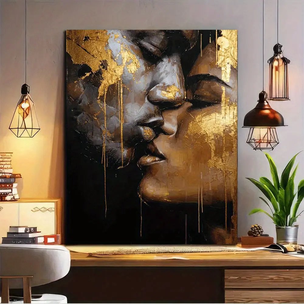 [Hanging Wall Art Painting] 1pc Unframed 2D Flat Oblong Artistic Canvas, African American Close-Up Living Room Decor - Ideal Gift for Thanksgiving, Christmas