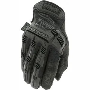 Mechanix Wear TAA M-Pact Covert Glove - Black with Text Design & Velcro Closure - 0.8mm Synthetic Leather Palm - CoolPlus Mesh Back - Durable & Comfortable for Military & Law Enforcement Professionals