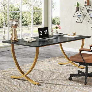 LITTLE TREE Executive Desk, 63” W x 31.5” D Large Office Desk, Modern Computer Desk Conference Table Meeting Room Table, Business Furniture for Home Office
