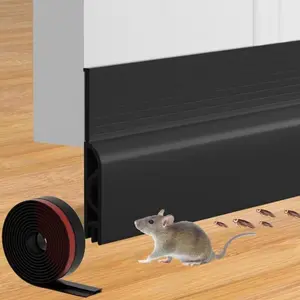 Door Draft Stopper for Bottom of Door, Adjustable Weather Stripping Door Seal for Cold Insulation, Under Door Sweep for Exterior & Interior Doors, Door Bottom Seal Blocker Noise (39inch,Black)