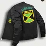 Jamaica Print Zipper Jacket Coats, Casual Bomber Jackets, Casual Comfy Jacket, Casual Fashionable Jacket, Comfortable Fashion Workwear & Daily Wear, Long Sleeve Fitted Casual Style, Moderate Fabric, Fall&winter