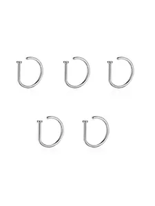 Punk Fake Nose Ring (5pcs), Stainless Steel Nose Cuff, Nose Piercing Jewelry, D Shaped Nose Ring for Women & Men, Fashion Jewelry for Party, Daily Clothing Decor, Trendy All-match & Exquisite Jewelry for Birthday Gift