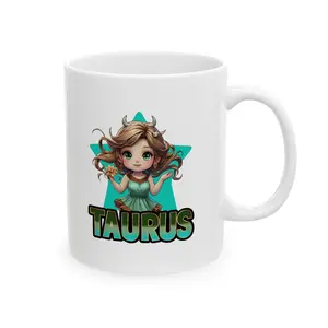 Taurus Zodiac Ceramic Mug | Astrology Gift for Taurus | Horoscope Lover Coffee Cup | Birth Month Celebration | Customizable Mug