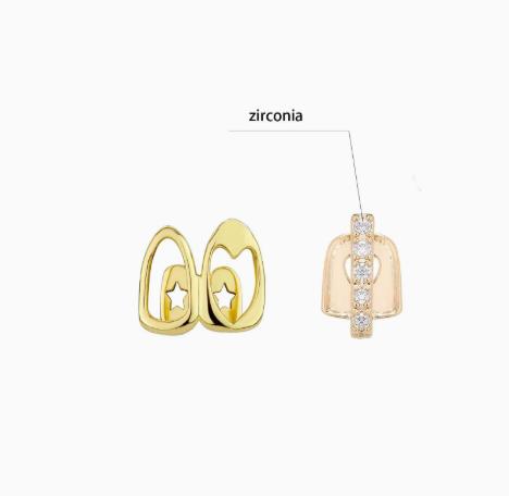 Double Tooth Hollow Heart Grillz - Smooth Gold Finish Dental Accessory, Hip-Hop Street Style Piece for Daily Outfits, Wear for Parties to Command Attention, Enhance Look Fashion Costume Jewelry, Double Tooth Grillz