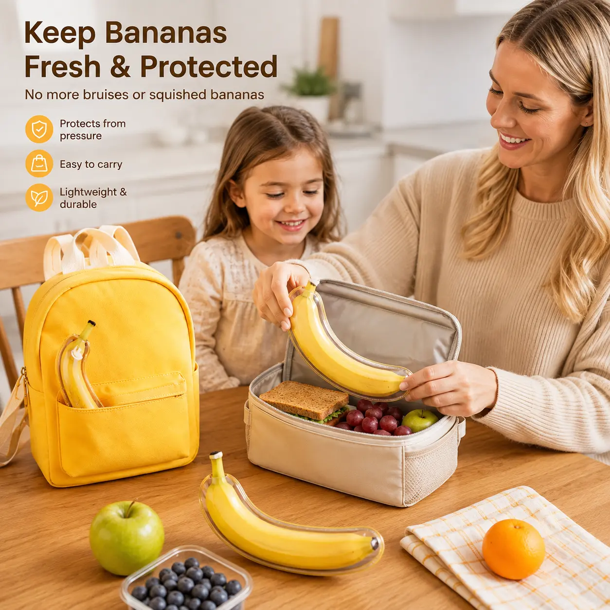 1 Count Banana Storage Case, lightweight portable protective container, keeps banana fresh and prevents bruising for school, work, travel and gym daily use
