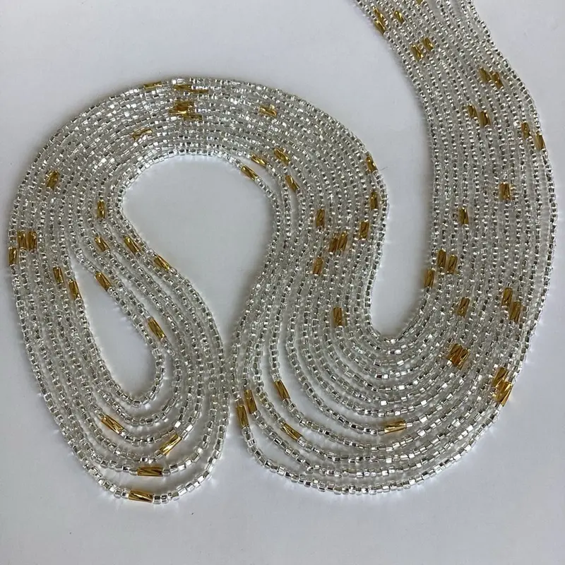 Silver and Gold Waist Beads - Silver and Gold Color, Adjustable Design, Versatile for Various Occasions