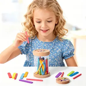 Montessori Fine Motor Toy for Toddlers 1-3 Years, Wooden Color Sorting Sensory Puzzle, Early Learning Educational Gift for Boys and Girls