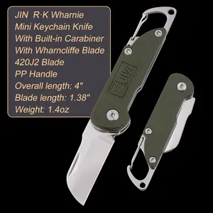 JIN Keychain Box Cutter, Mini Folding Utility Knife for EDC, Small 1.34" Wharncliffe Blade for Opening Packages, Daily Tasks, Outdoor Gear
