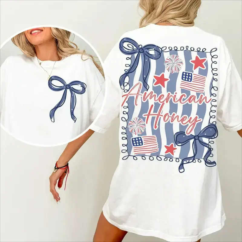 American Honey Coquette 4th Of  T Shirt,Girly Memorial Day T Shirt, Vintage Usa T Shirt,Independence Day T Shirt, Land Of The Free,Merica 4th Of  T Shirt, 4th Of  OutfitsFor Women, 4th Of , 4th Of  Shirt, 4th OfJuly Shirt Unisex..C516 july