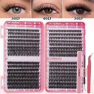 640PCS D Curl 30D40D50D Mix 9-16mm Cluster Lashes Book Kit, Soft And Comfortable False Eyelashes Long-Lasting Lashes Kit With Lash Bond&Seal And Lash Tweezers, Perfect For DIY Lashes at Home, Beginner friendly