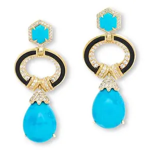 Rarities Gold-Plated Turquoise-Color Howlite & Zircon Earrings
