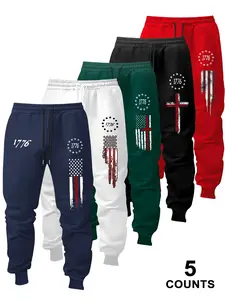 Men's Graphic Jogger Pants Set, Loose-Fit Casual Sweatpants with Drawstring Waist, Soft Comfortable Running Shorts for Spring & Fall